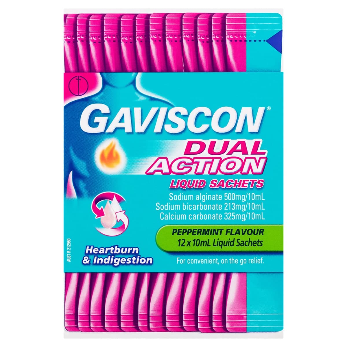 Gaviscon Dual Action Liquid Sachets Heartburn & Indigestion 10Ml X 12 Pack