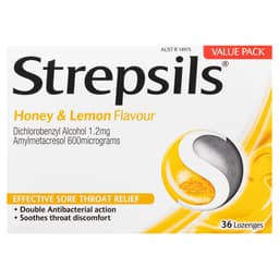 Strepsils Sore Throat Relief Honey & Lemon 36 Lozenges