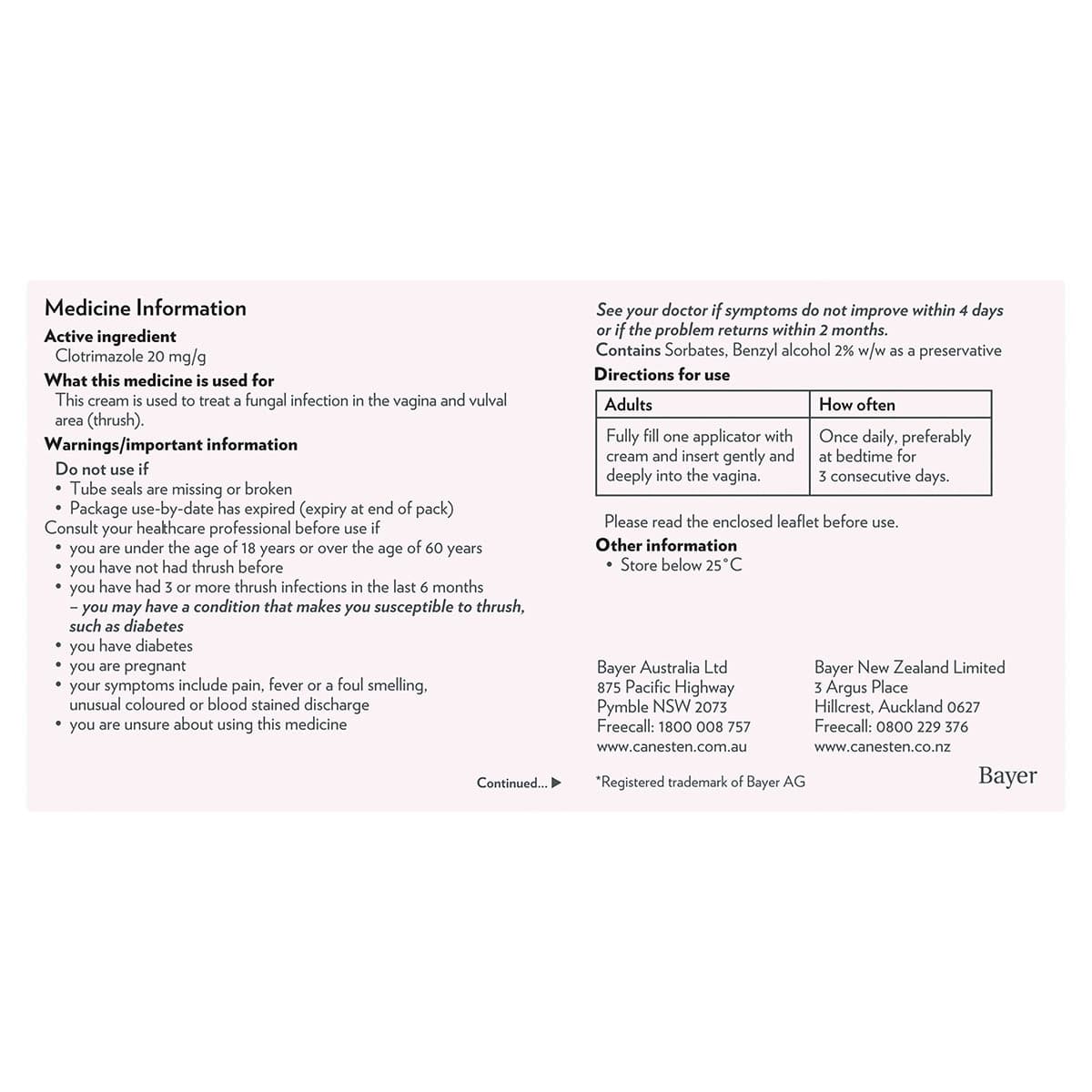 Thumbnail Canesten Clotrimazole (2%) 3 Day Thrush Treatment Cream 20g