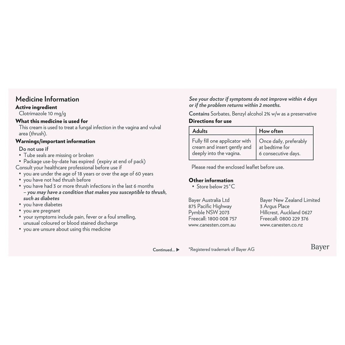 Thumbnail Canesten Clotrimazole (1%) 6 Day Thrush Treatment Cream 35g