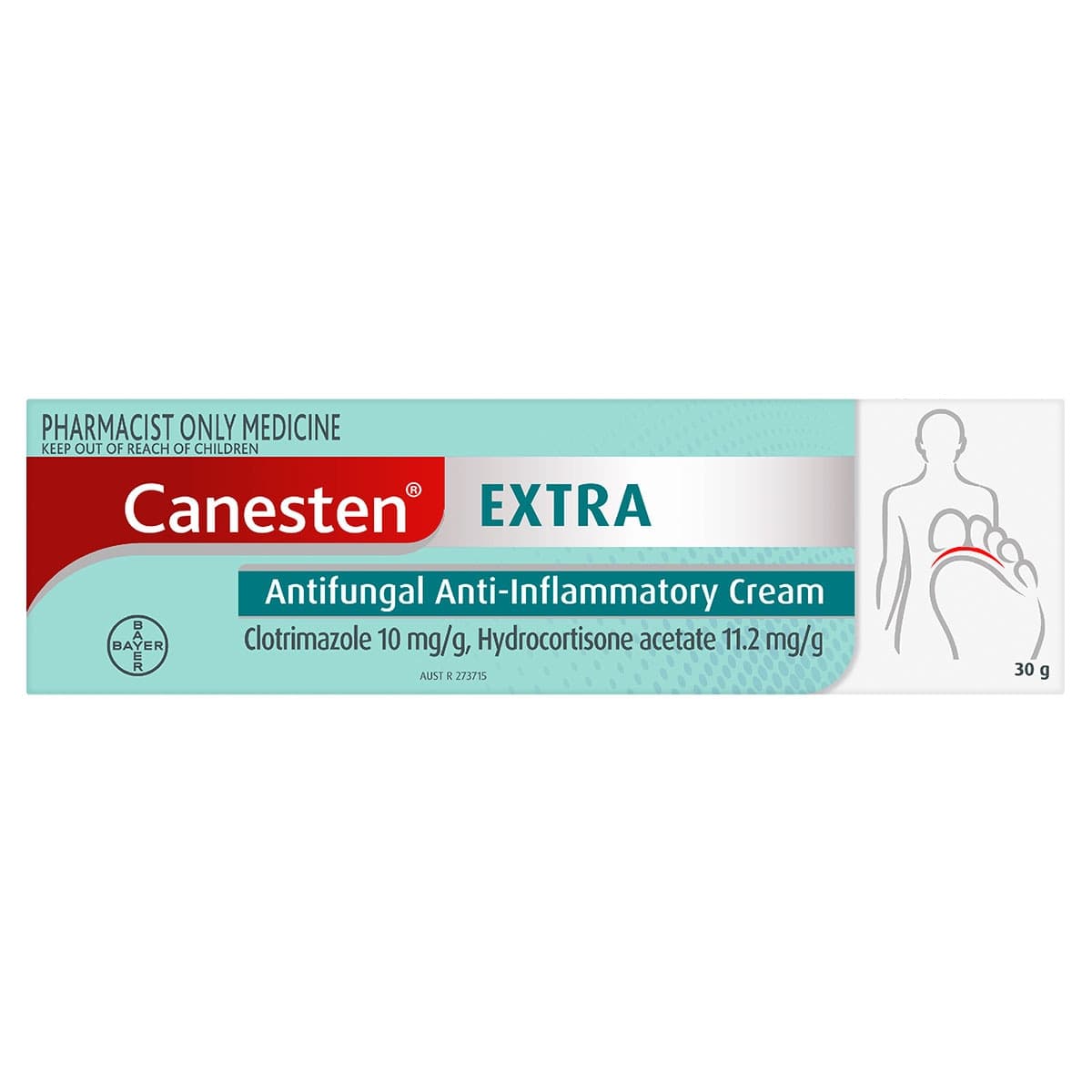 Canesten Extra Clotrimazole (10mg/g) Hydrocortisone (11.2mg/g) Antifungal Anti-Inflammatory Cream 30g