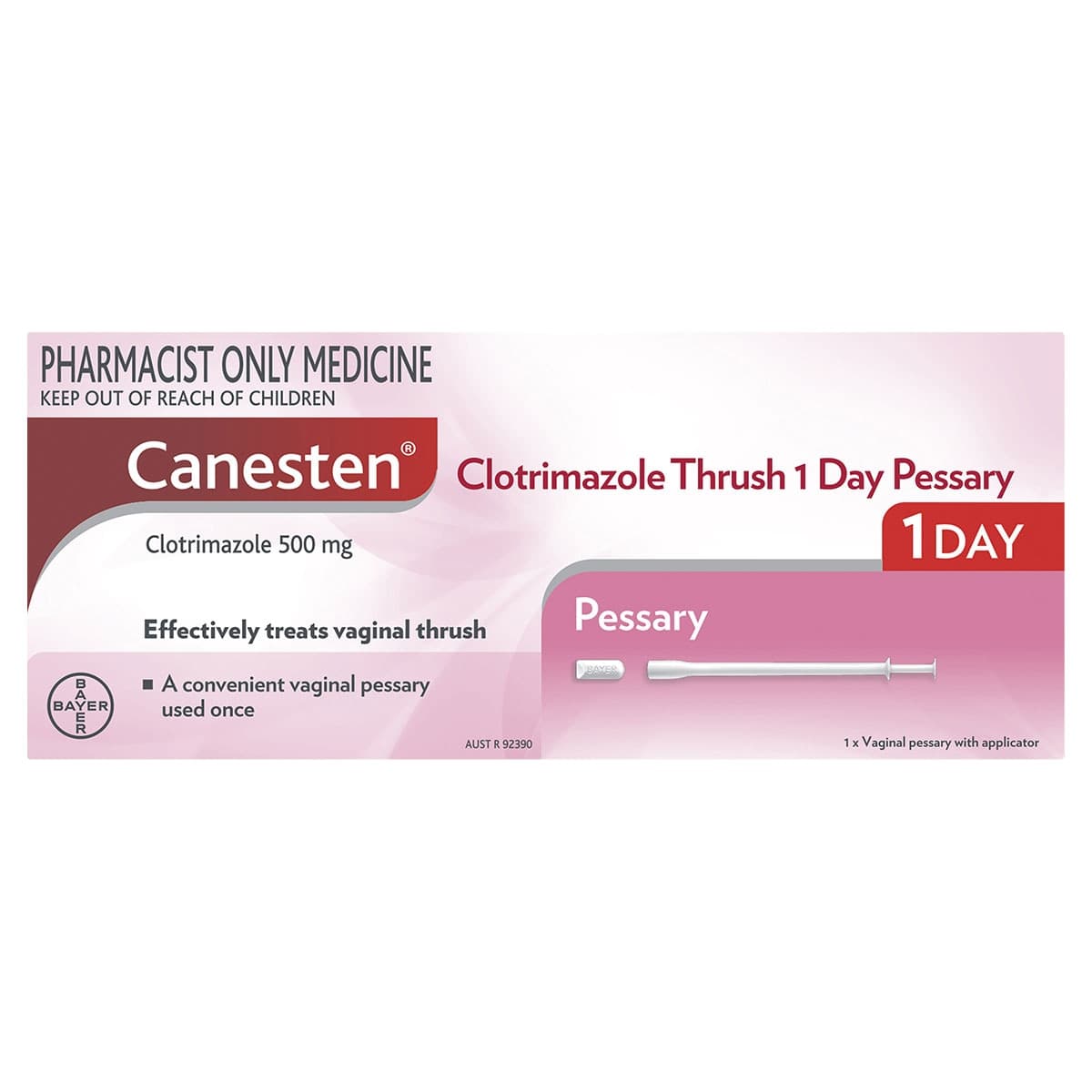 Canesten Clotrimazole (500mg) 1 Day Thrush Treatment 1 Pessary