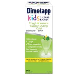 Dimetapp Kids 2+ Years Cough + Immune Support Liquid 200Ml