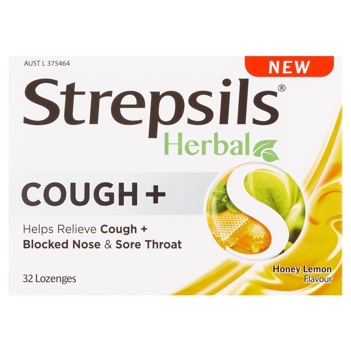 Strepsils Herbal Cough+ Honey Lemon 32 Lozenges