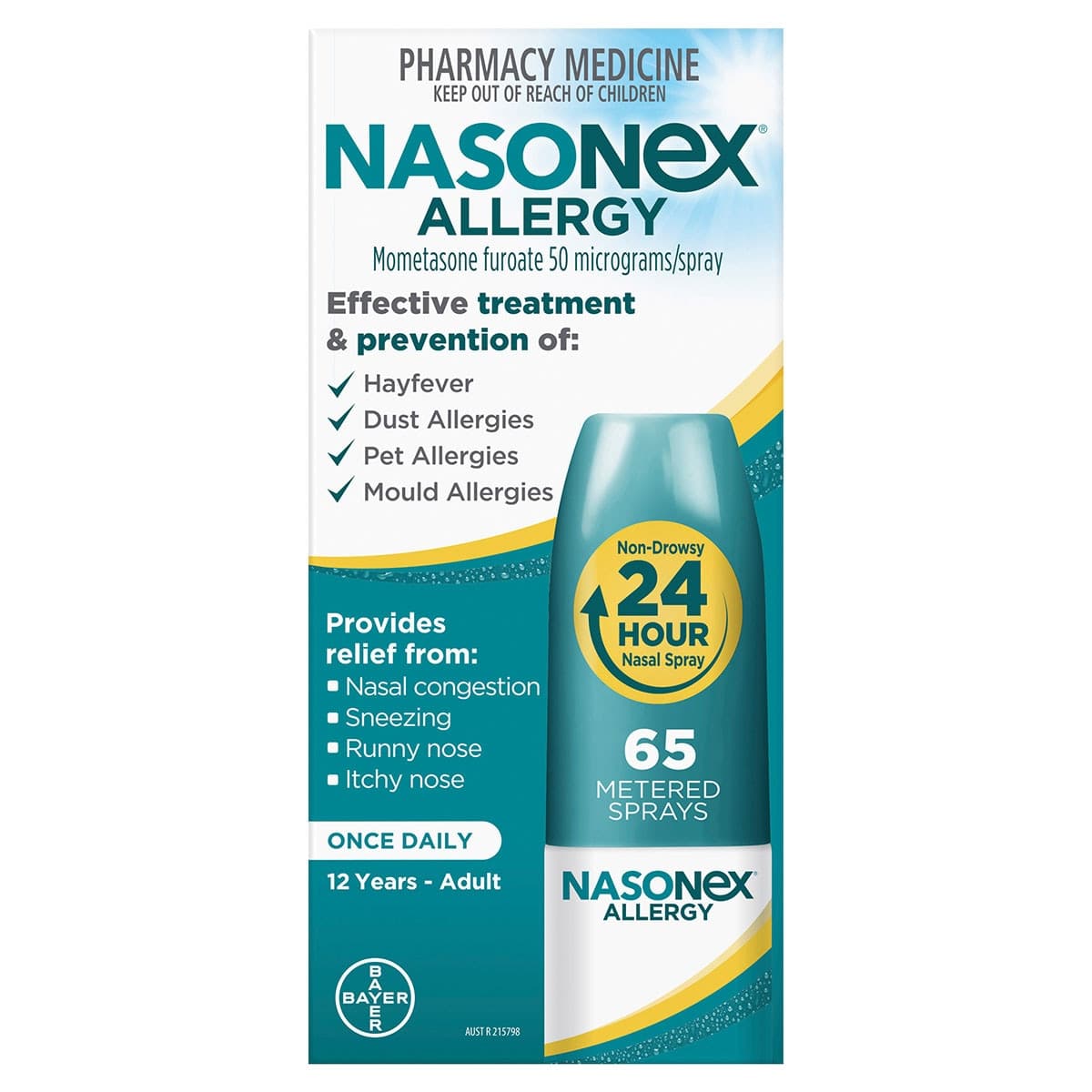 Nasonex Allergy Non-Drowsy 24 Hour Nasal Spray 65 Metered Sprays