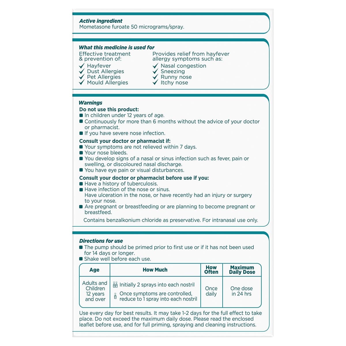 Thumbnail Nasonex Allergy Non-Drowsy 24 Hour Nasal Spray 2 x 140 Metered Sprays