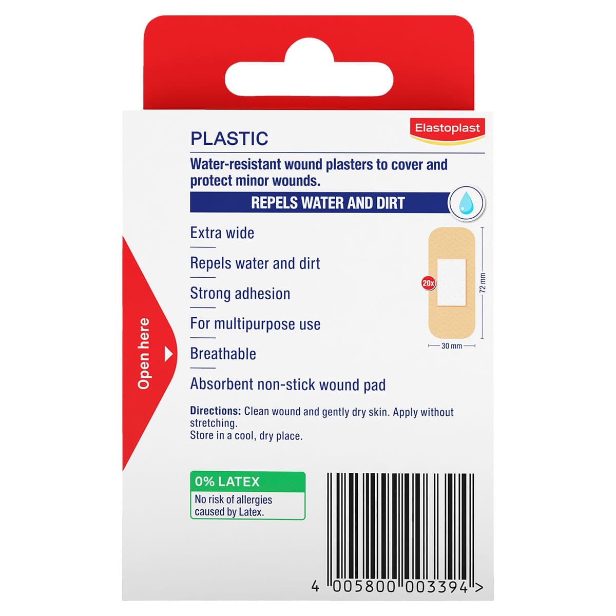 Thumbnail Elastoplast Plastic Extra Wide Plasters 20 Pack