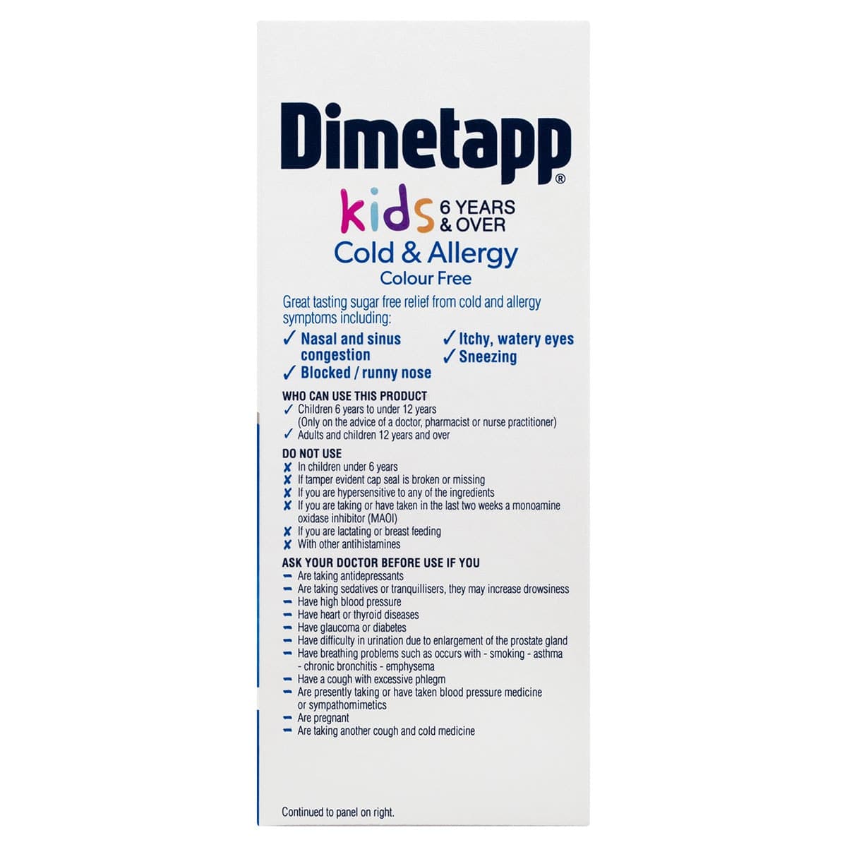 Thumbnail Dimetapp Kids 6+ Years Cold & Allergy Colour Free 200ml