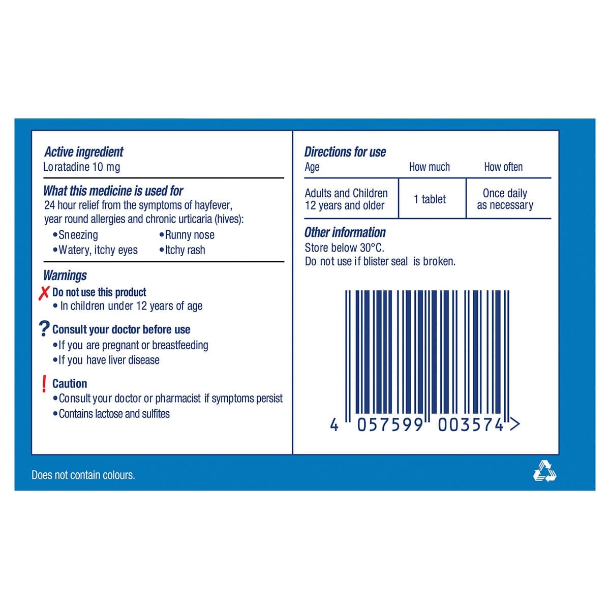 Thumbnail Claratyne Hayfever Allergy Relief Non Drowsy 30 Tablets