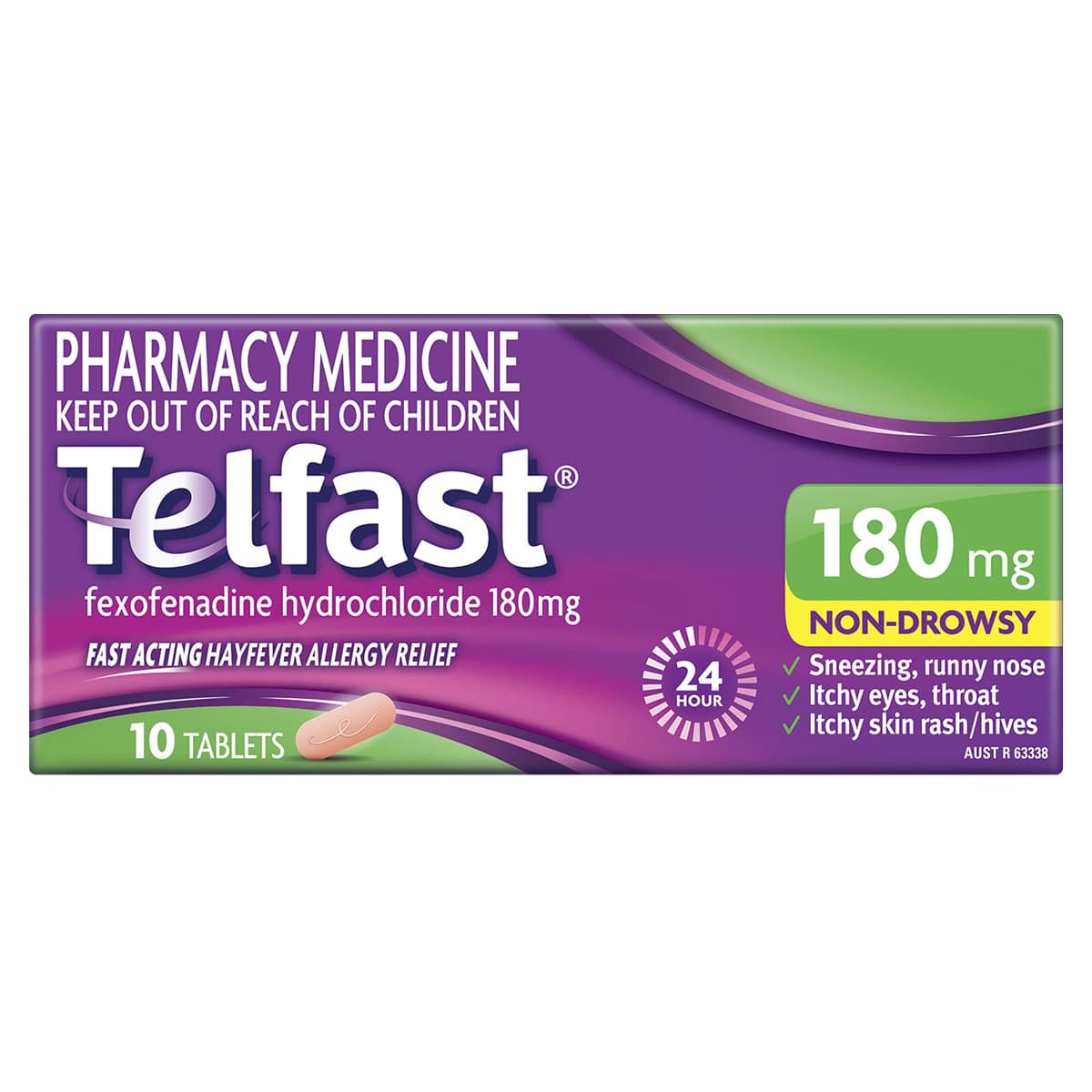 Telfast Fast Acting Hayfever Allergy Relief 180mg 10 Tablets