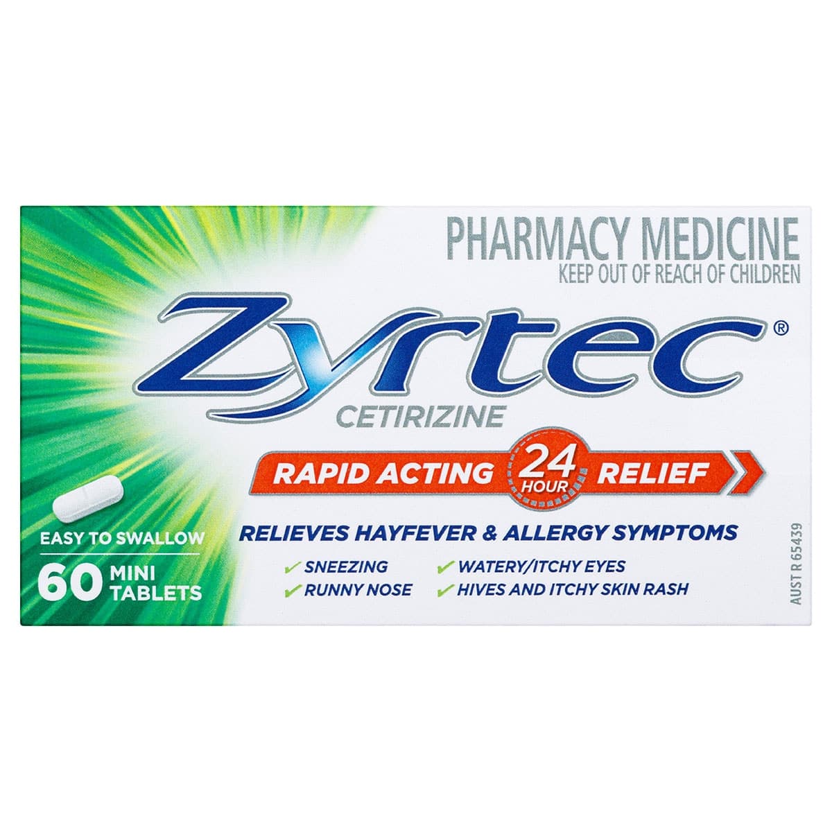 Zyrtec Allergy & Hayfever Relief Rapid Acting 60 Mini Tablets