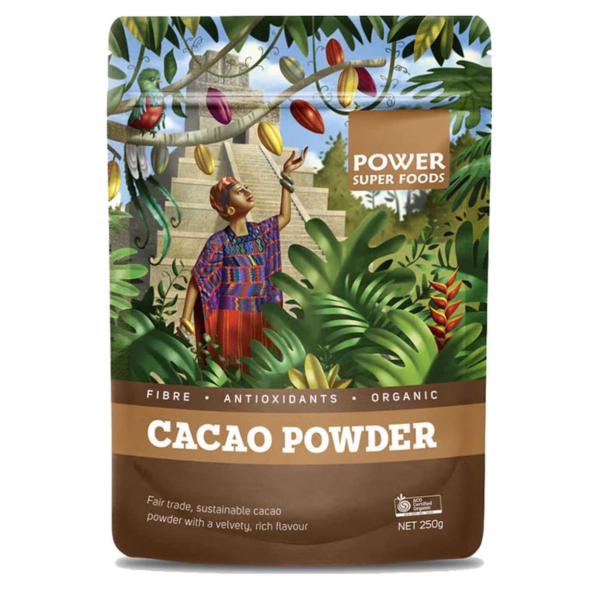 Power Super Foods Cacao Powder - Origin Cert Organic 250G