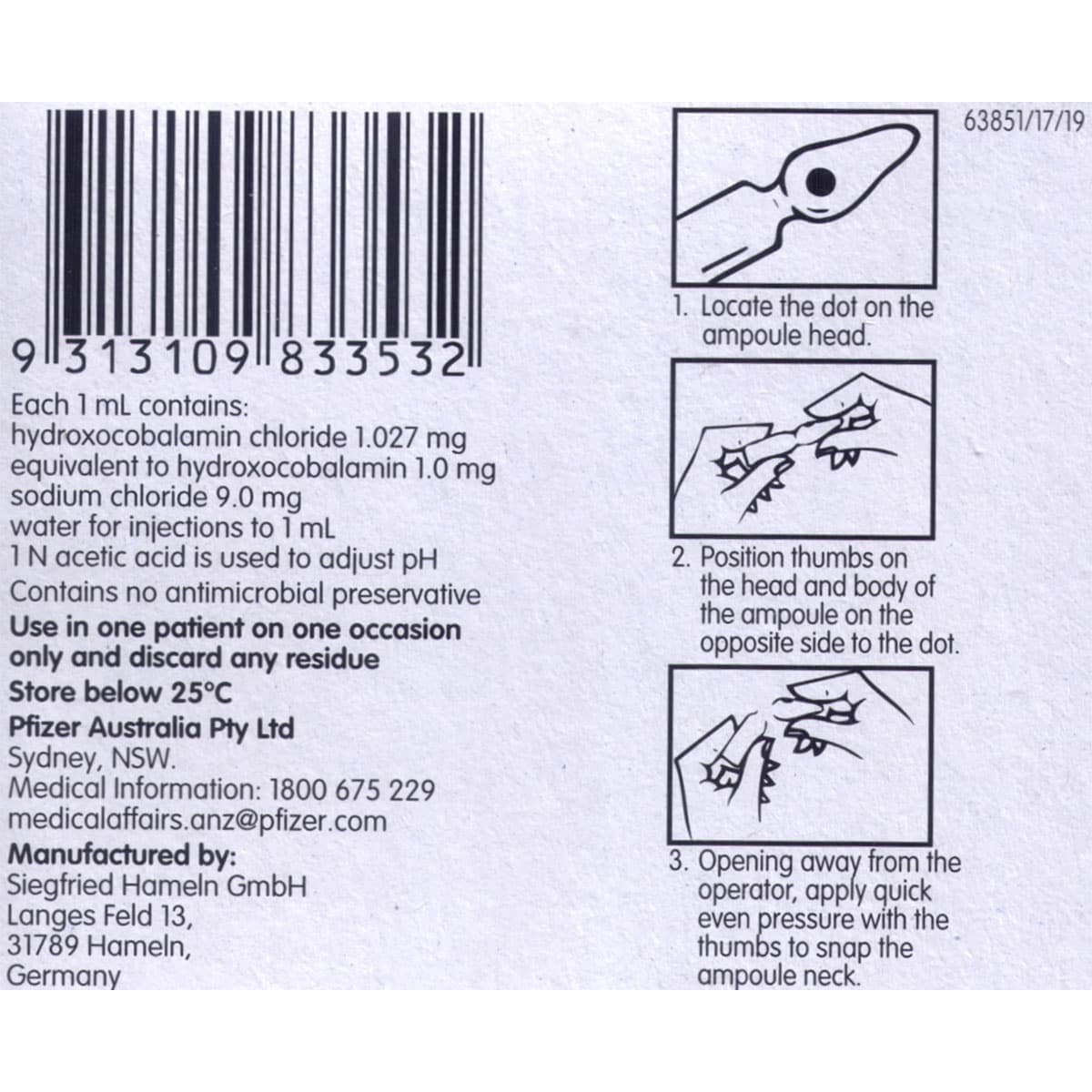 Thumbnail Neo-B12 Hydroxocobalamin (1000Mcg/Ml) Injection 3 Ampoules