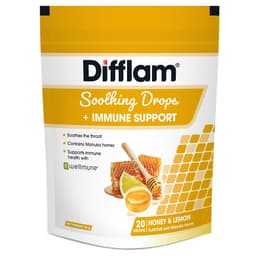 Difflam Soothing Drops + Immune Support Honey & Lemon 20 Pack