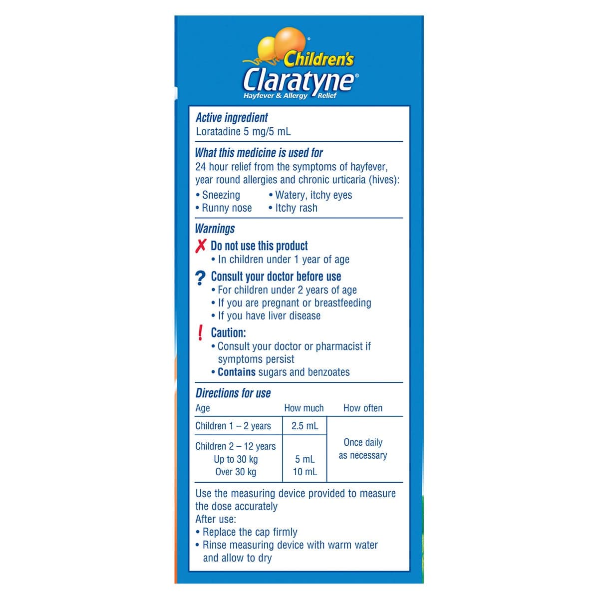 Thumbnail Claratyne Childrens Antihistamine Peach 60ml