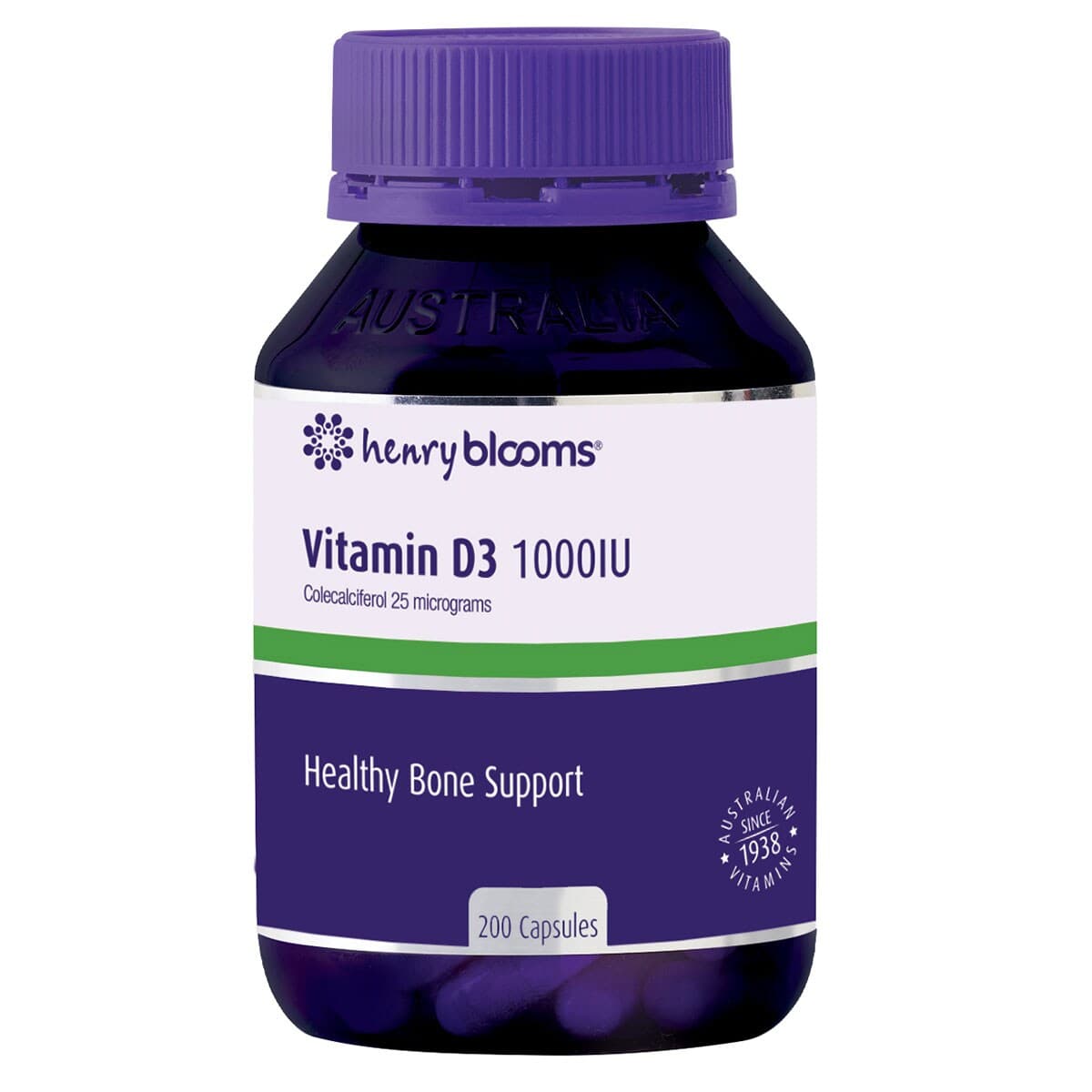 Henry Blooms Vitamin D3 1000Iu 200 Capsules