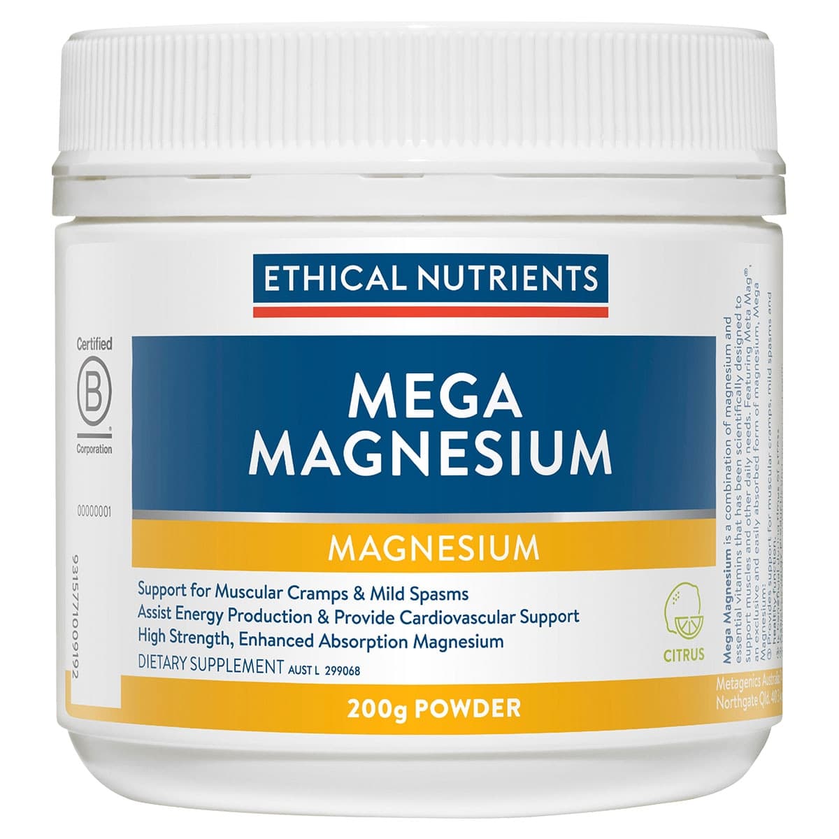 Ethical Nutrients Mega Magnesium Citrus 200G Powder