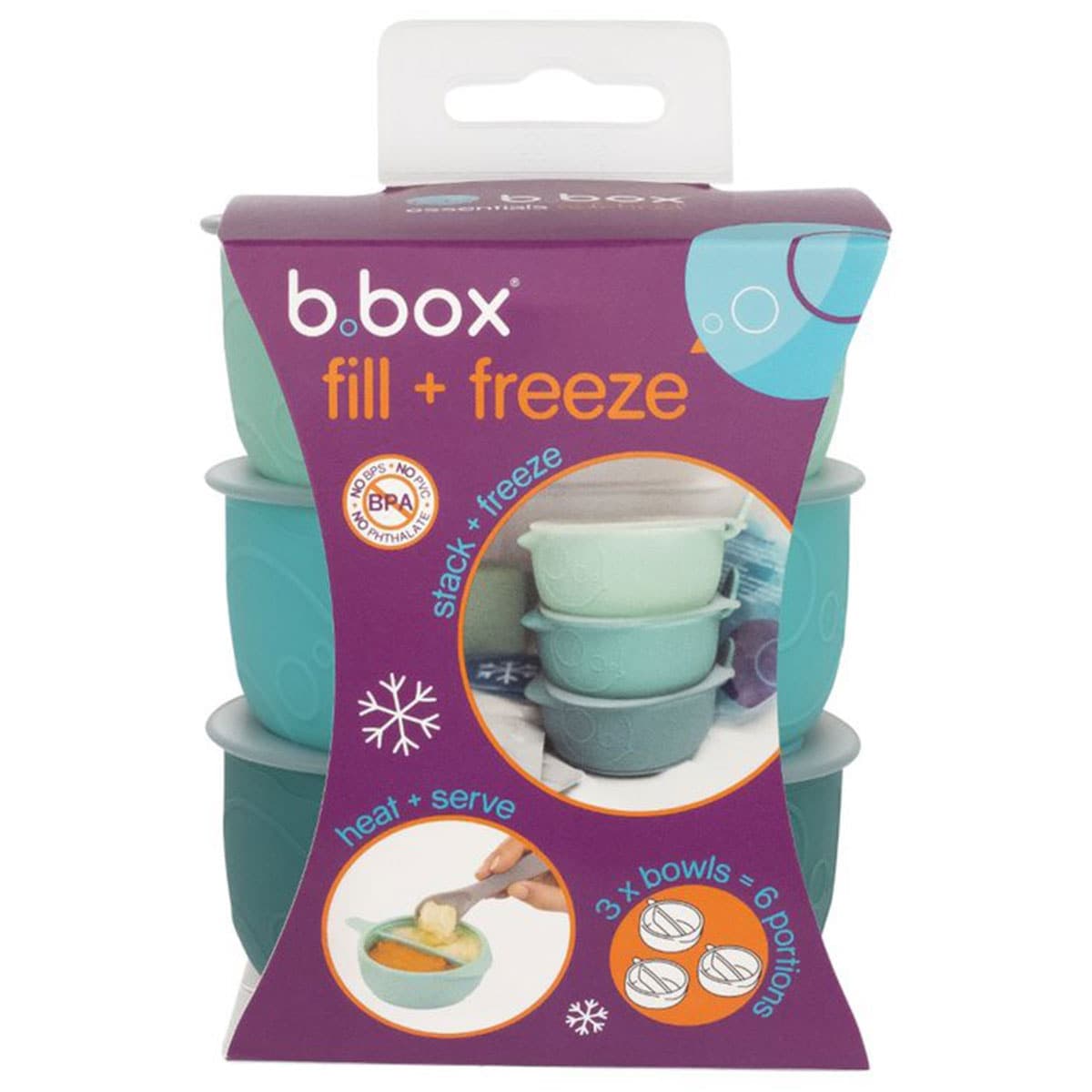 B.Box Fill And Freeze Stackable Food Storage Bowls 3 Pack