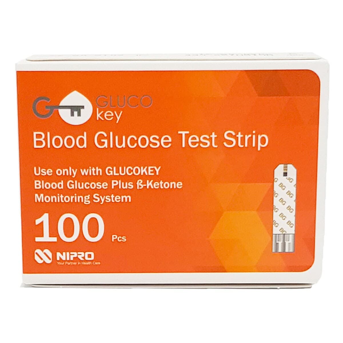 Glucokey Blood Glucose Test Strips 100 Strips