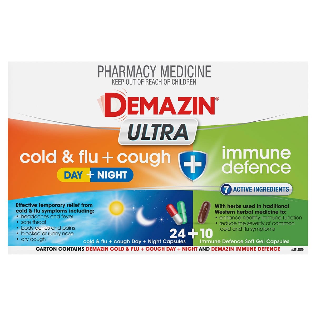 Demazin Ultra Cough Cold and Flu + Immune Defence 34 Tablets