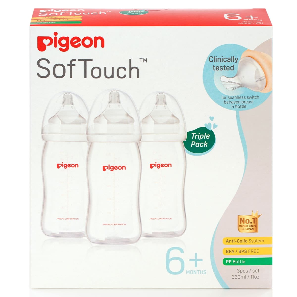 Thumbnail Pigeon Softouch Pp Baby Bottle 330Ml 3 Pack