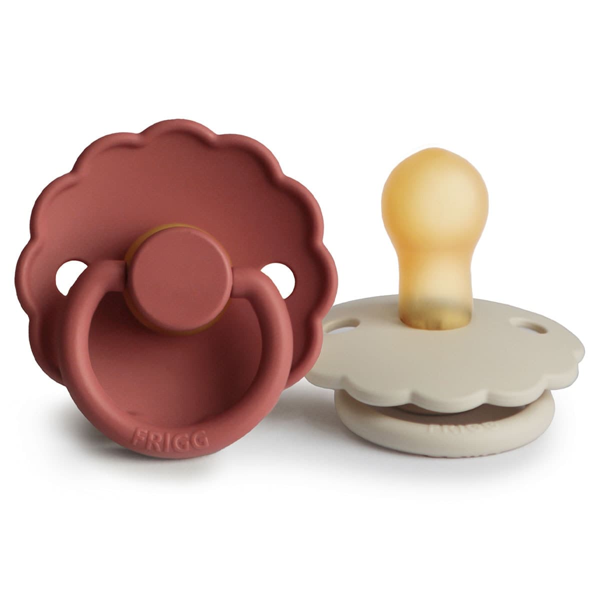 Thumbnail Frigg 0-6 Months Daisy Pacifier Baked Clay/Cream 2 Pack