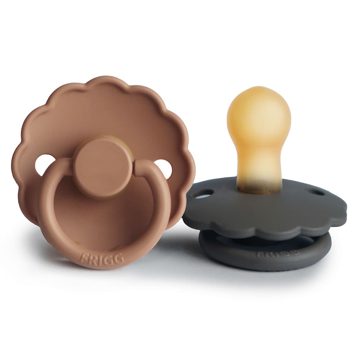 Thumbnail Frigg 0-6 Months Daisy Pacifier Graphite/Peach Bronze 2 Pack