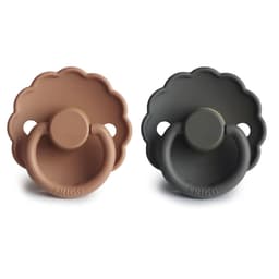 Frigg 6-18 Months Daisy Pacifier Graphite/Peach Bronze 2 Pack