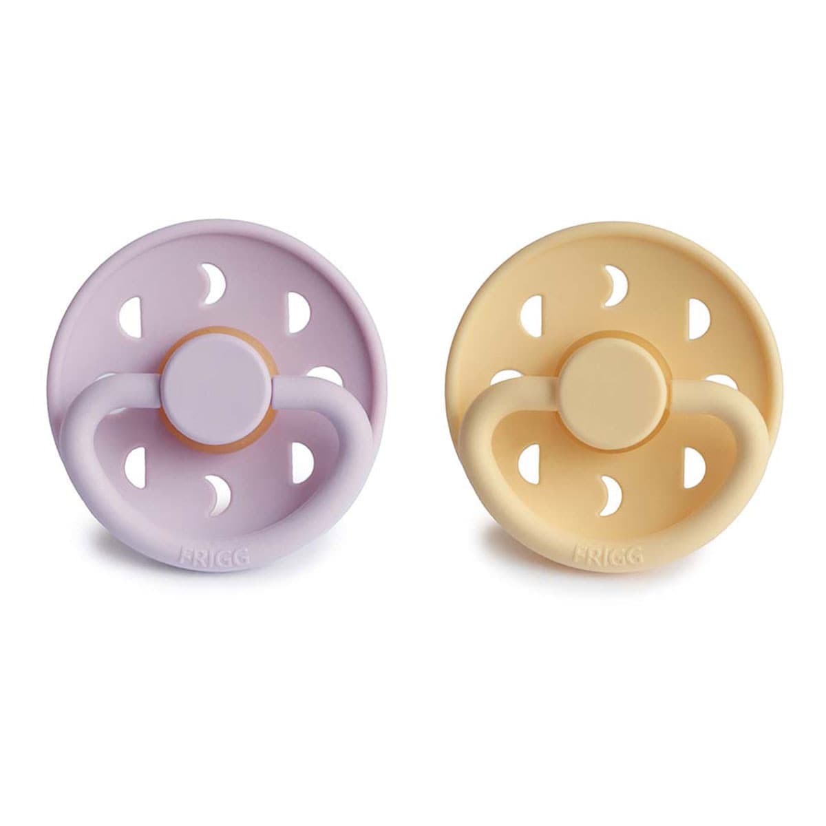 Frigg 0-6 Months Moon Phase Pacifier Pale Daffodil/Soft Lilac 2 Pack