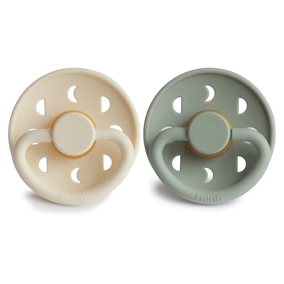 Frigg 6-18 Months Moon Phase Pacifier Cream/Sage 2 Pack