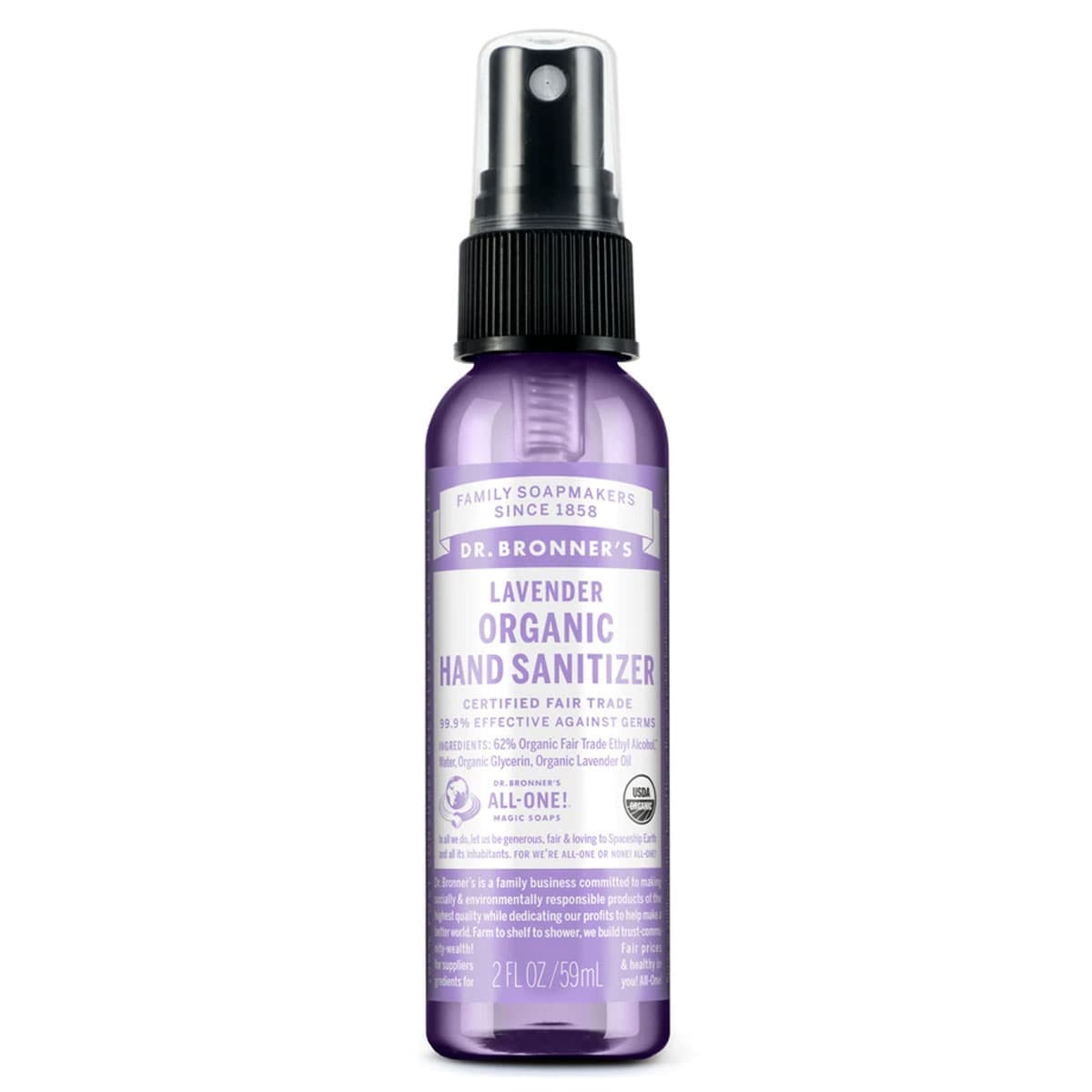 Dr Bronners Organic Hand Sanitizer Spray Lavender 59Ml