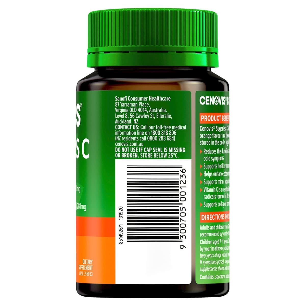 Thumbnail Cenovis Sugarless C 500Mg Orange Flavour 100 Tablets