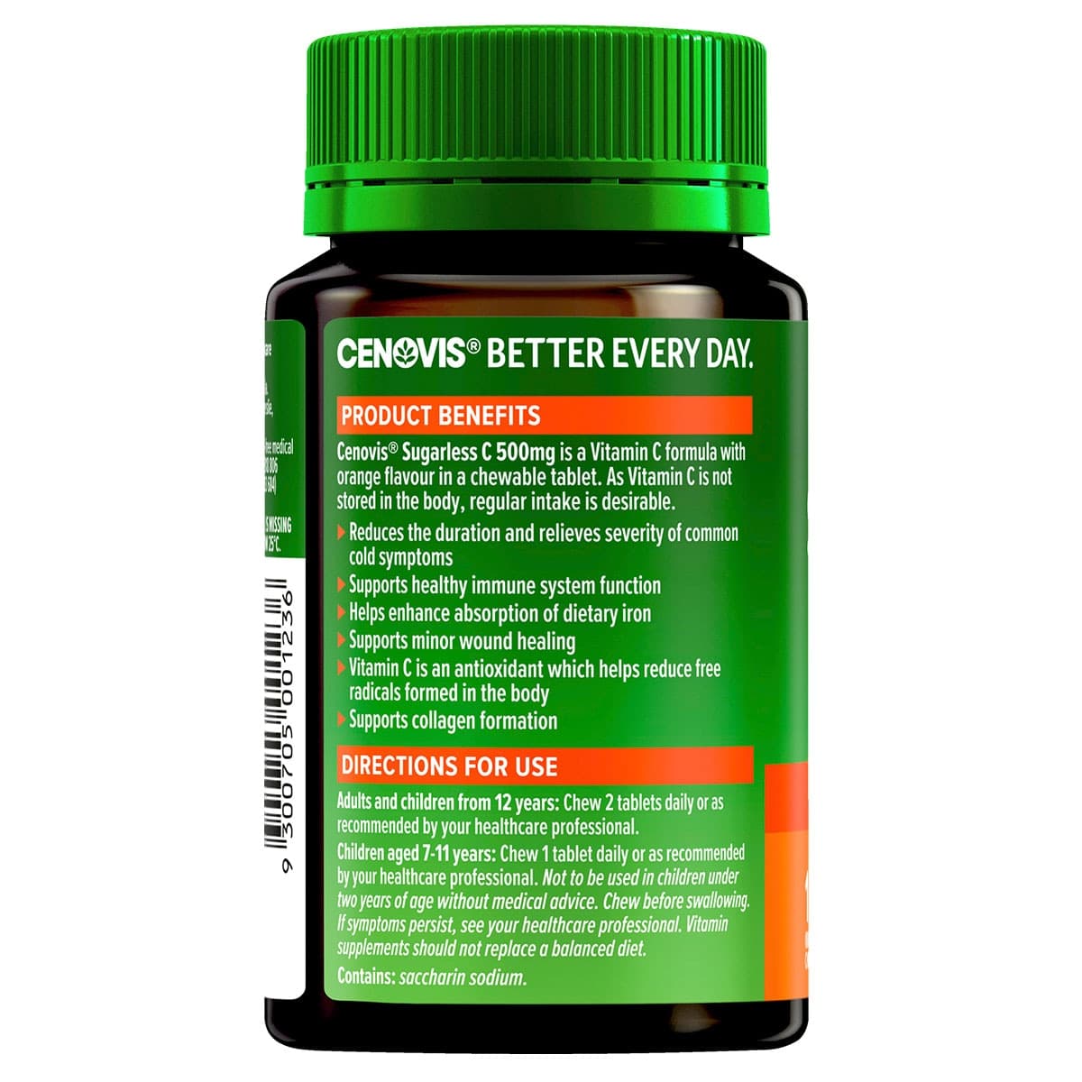 Thumbnail Cenovis Sugarless C 500Mg Orange Flavour 100 Tablets