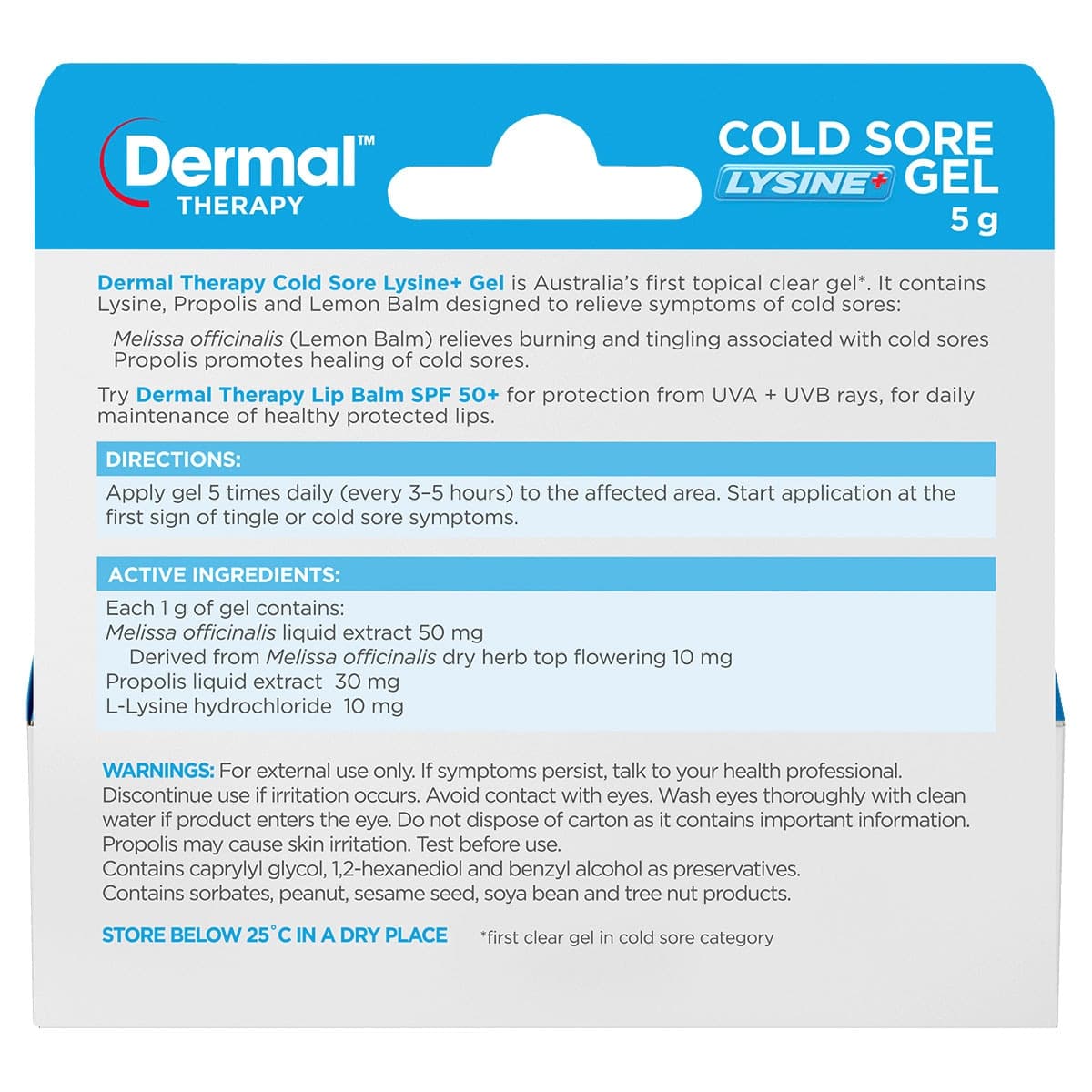 Thumbnail Dermal Therapy Cold Sore + Lysine Gel 5G