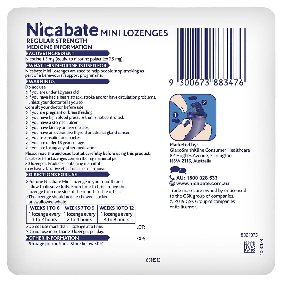 Thumbnail Nicabate Minis Lozenges 1.5Mg Mint Quit Smoking 20 Lozenges