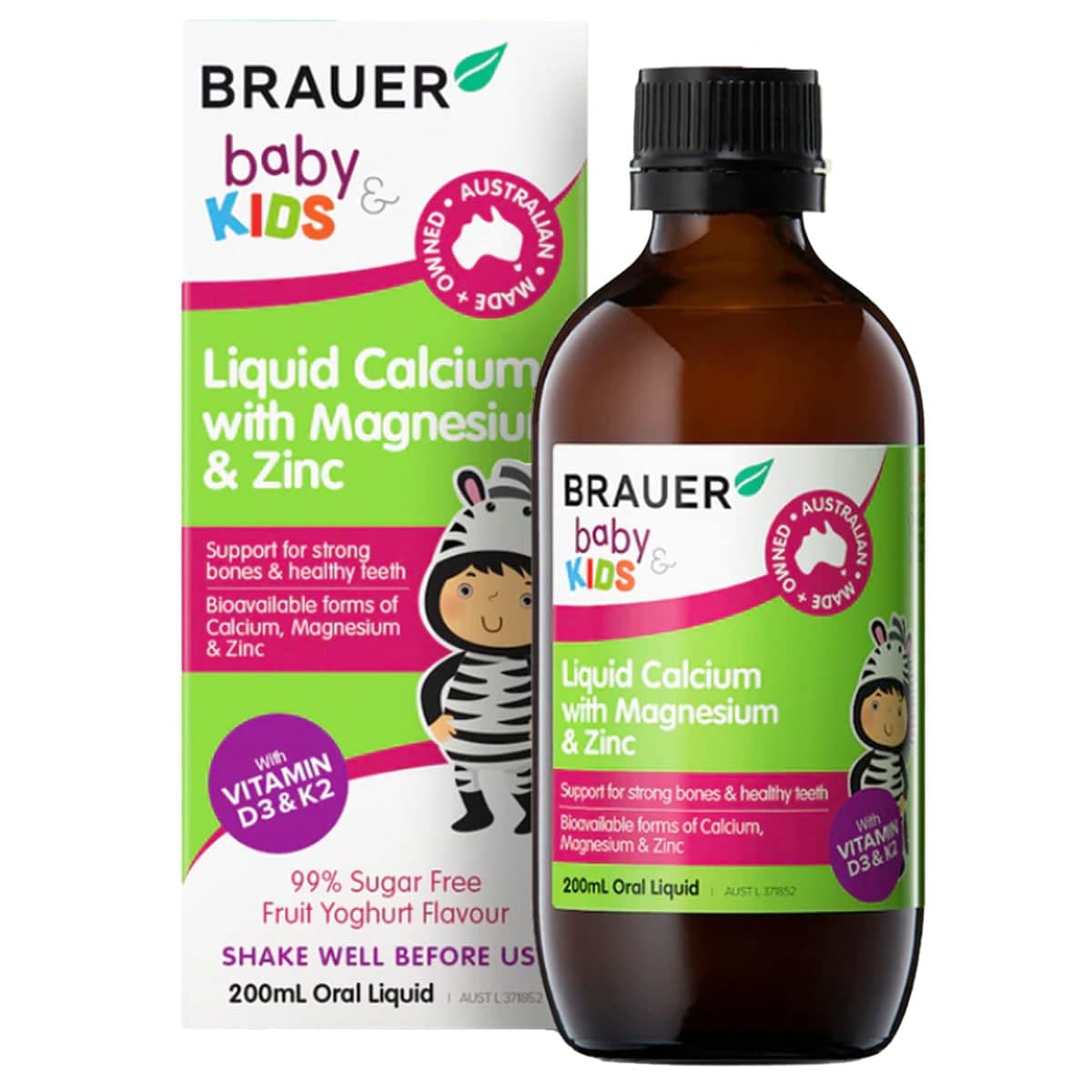 Brauer Kids Liquid Calcium With Magnesium & Zinc 200Ml