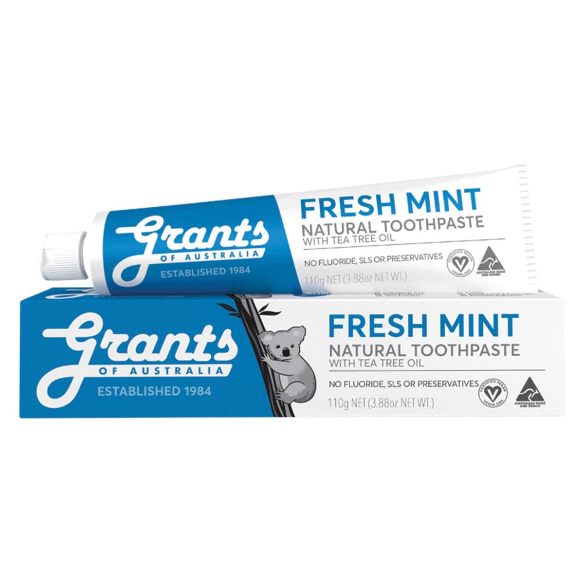 Grants Natural Toothpaste Fresh Mint Fluoride Free 110G