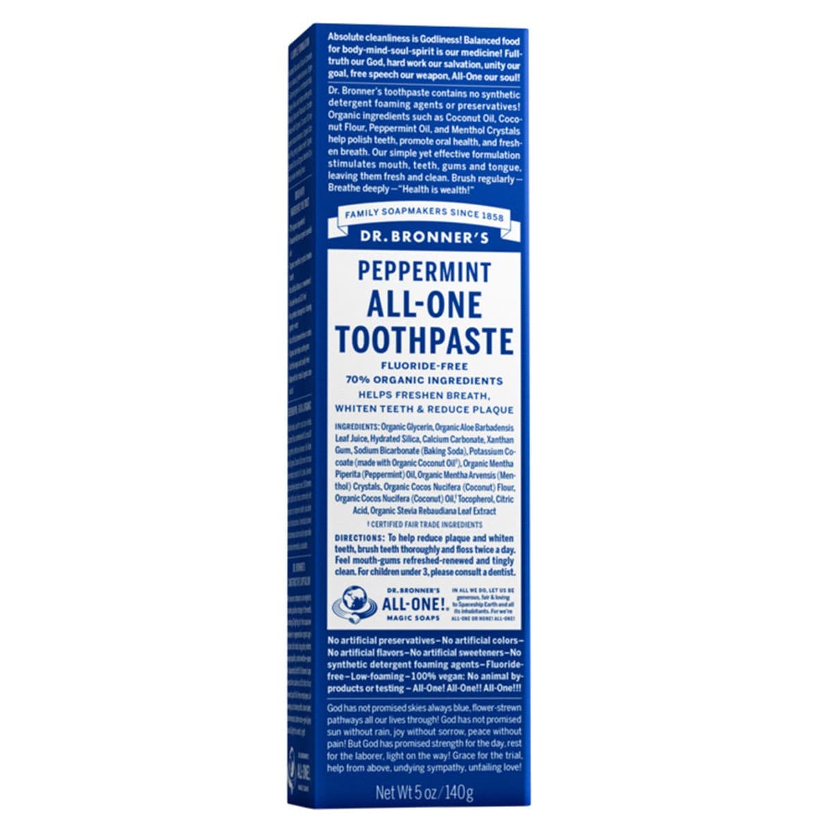 Dr Bronners Peppermint All-One Toothpaste 140G