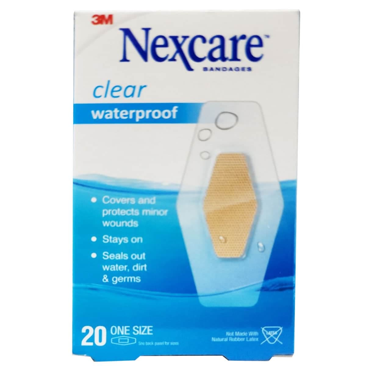 Nexcare Waterproof Clear Strips 31Mm X 63Mm 20 Pack