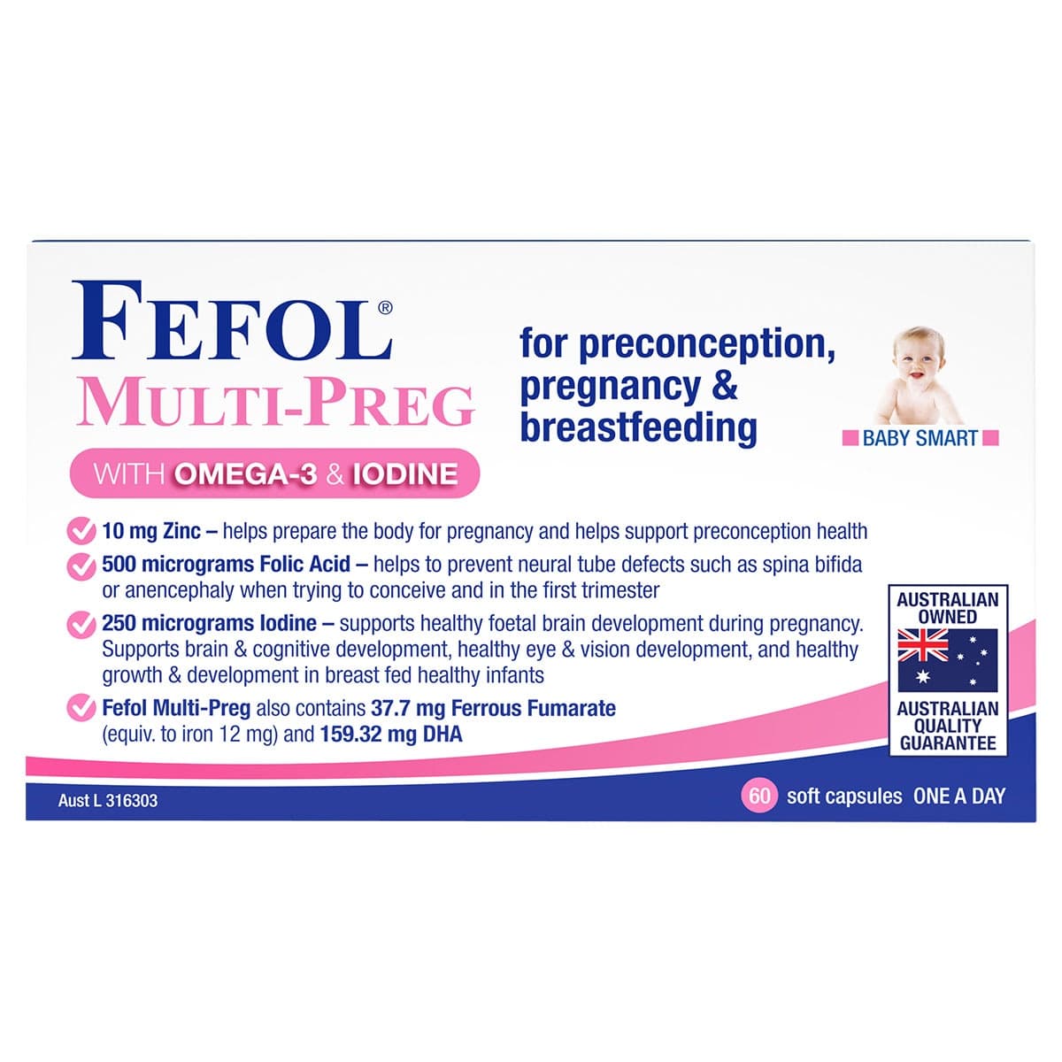 Fefol Multi-Preg With Omega-3 & Iodine 60 Capsules