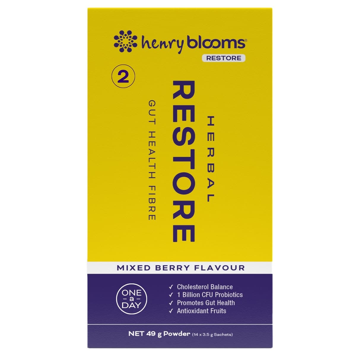 Henry Blooms Herbal Gut Health Fibre Restore 3.5G X 14 Sachets