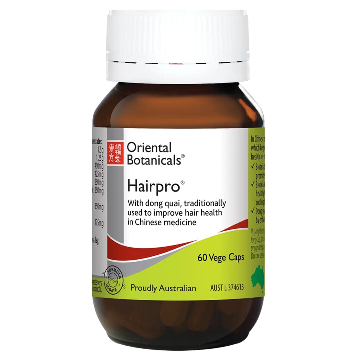 Oriental Botanicals Hairpro 60 Vegetarian Capsules