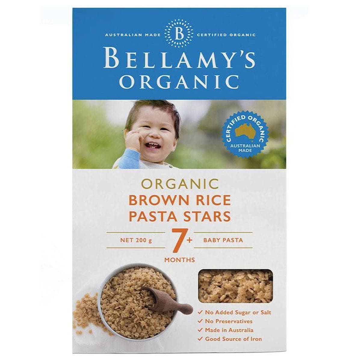 Bellamys Organic Brown Rice Pasta Stars 200G