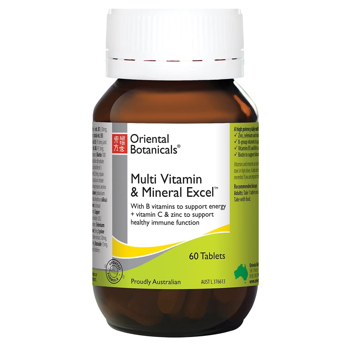 Oriental Botanicals Multi Vitamin & Mineral Excel 60 Tablets