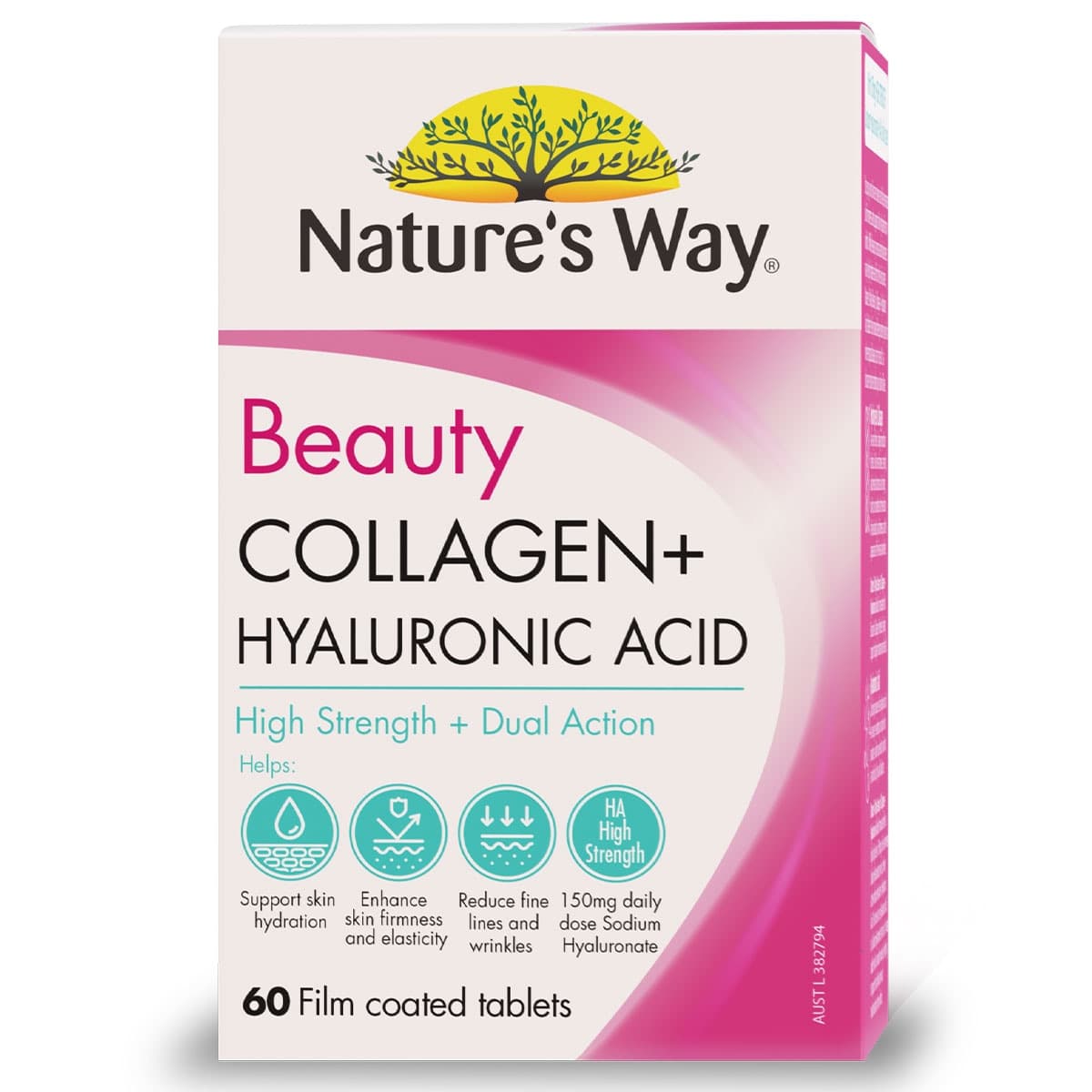 Natures Way Beauty Collagen + Hyaluronic Acid 60 Tablets