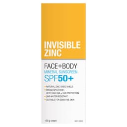 Invisible Zinc Sunscreen Face & Body Spf50+ 150G