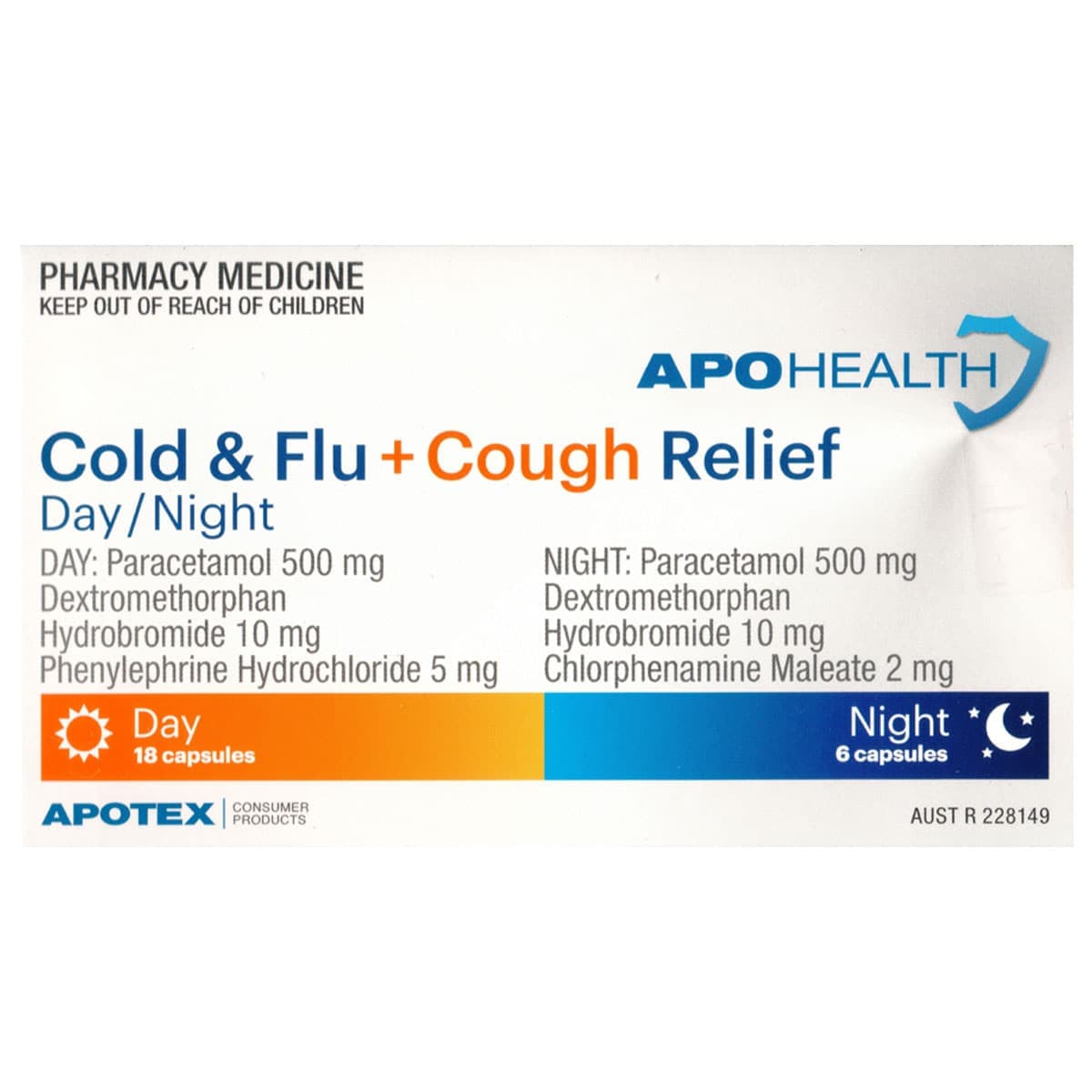 APOHEALTH Cold & Flu + Cough Relief Day/Night 24 Capsules