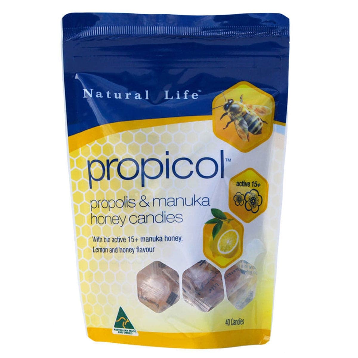 Natural Life Propolis Candy Lemon & Honey 40 Lozenges