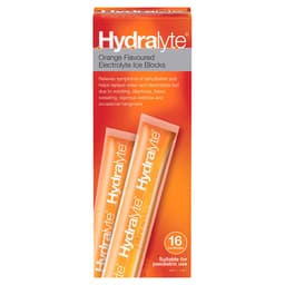 Hydralyte Orange Flavour Electrolyte Ice Blocks 16 Pack