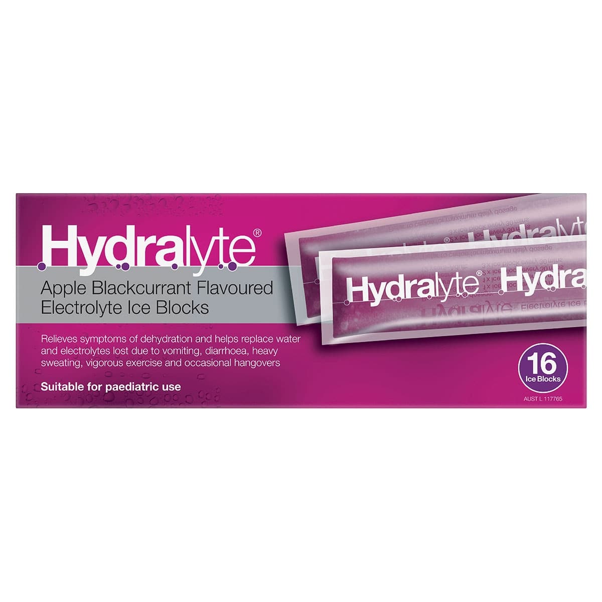 Thumbnail Hydralyte Apple Blackcurrant Flavour Electrolyte Ice Blocks 16 Pack